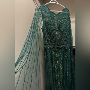 Green Luxury Beaded Mermaid Evening Gown